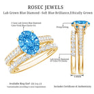 Rosec Jewels-IGI Certified Lab Grown 2 Carat Blue Diamond Oval Engagement Ring with Enhancer