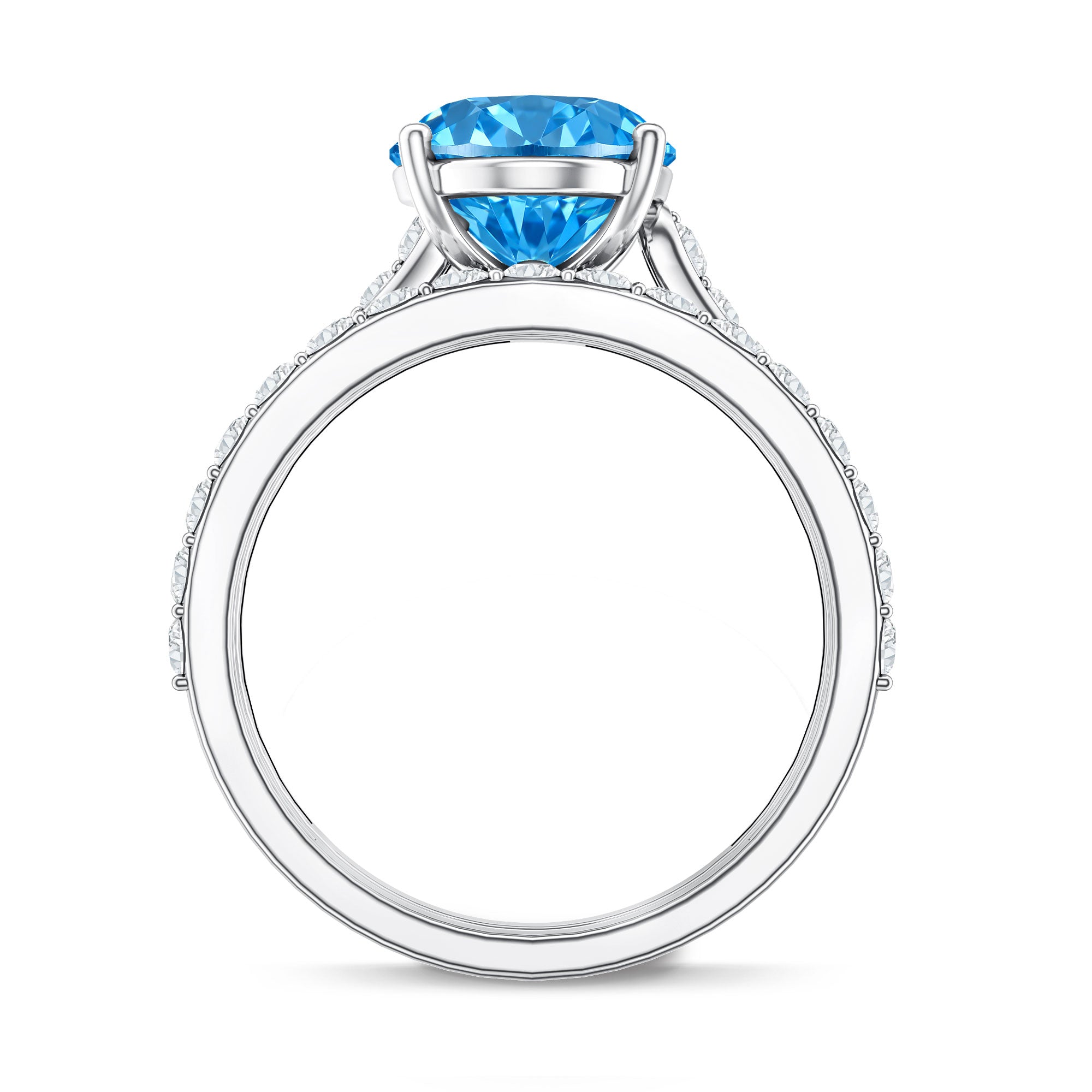 Rosec Jewels-3 Carat Lab Grown Blue Diamond Oval Wedding Ring Set with IGI Certificate