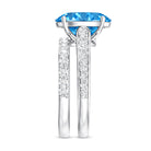 Rosec Jewels-3 Carat Lab Grown Blue Diamond Oval Wedding Ring Set with IGI Certificate