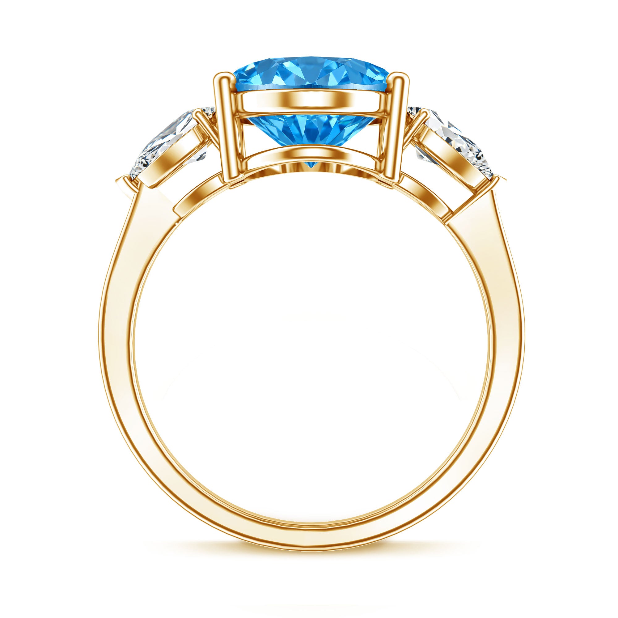 Rosec Jewels-IGI Certified 4 Carat Oval Shaped Lab Grown Blue Diamond Journey Ring