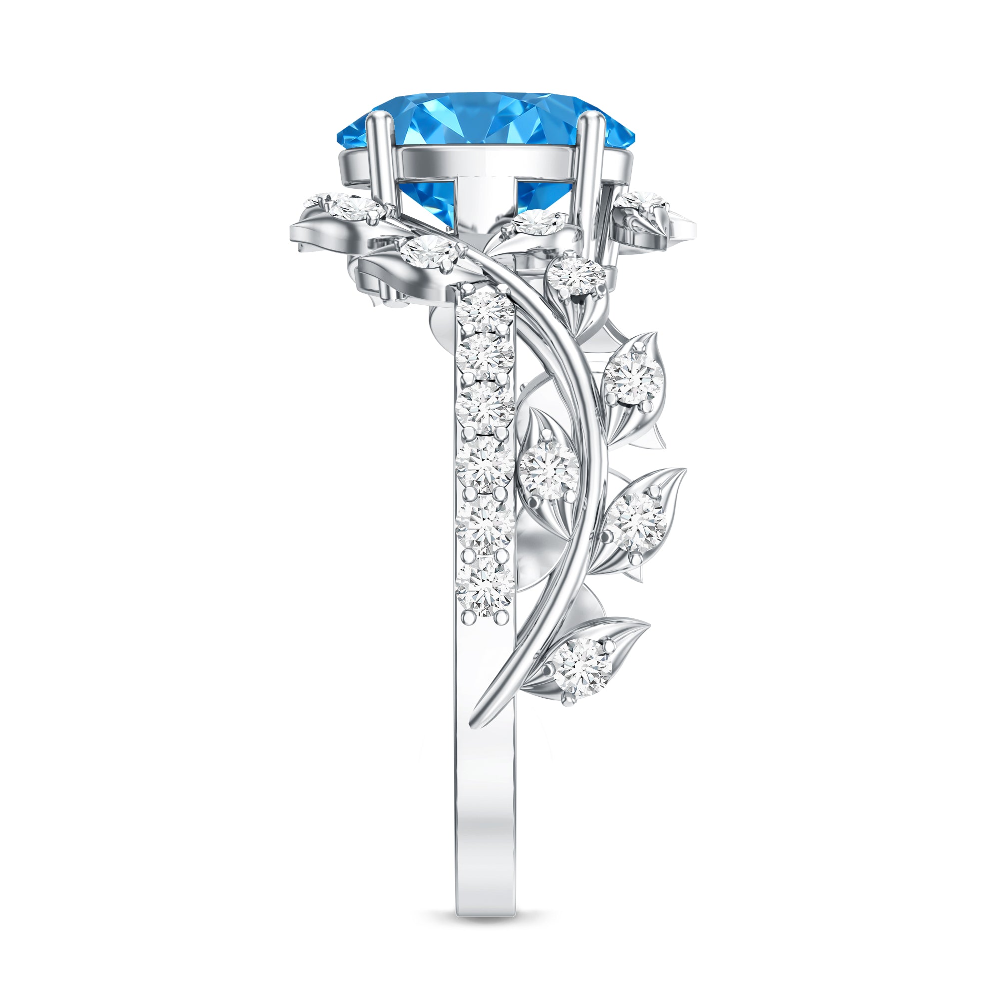 Rosec Jewels-Oval Shaped 1 Carat Lab Grown Blue Diamond Designer Engagement Ring IGI Certified
