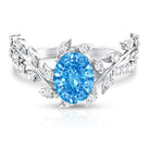 Rosec Jewels-Oval Shaped 1 Carat Lab Grown Blue Diamond Designer Engagement Ring IGI Certified