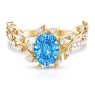 Rosec Jewels-Oval Shaped 1 Carat Lab Grown Blue Diamond Designer Engagement Ring IGI Certified