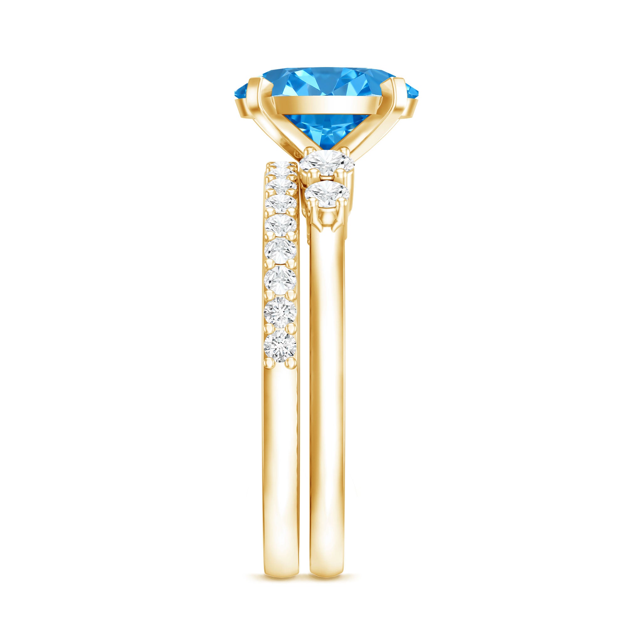 Rosec Jewels-2 Carat Lab Grown Blue Diamond Oval Wedding Ring Set with IGI Certified