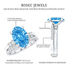 Rosec Jewels-3 Carat Oval Shaped Lab Grown Blue Diamond Wedding Ring Set with IGI Certificate