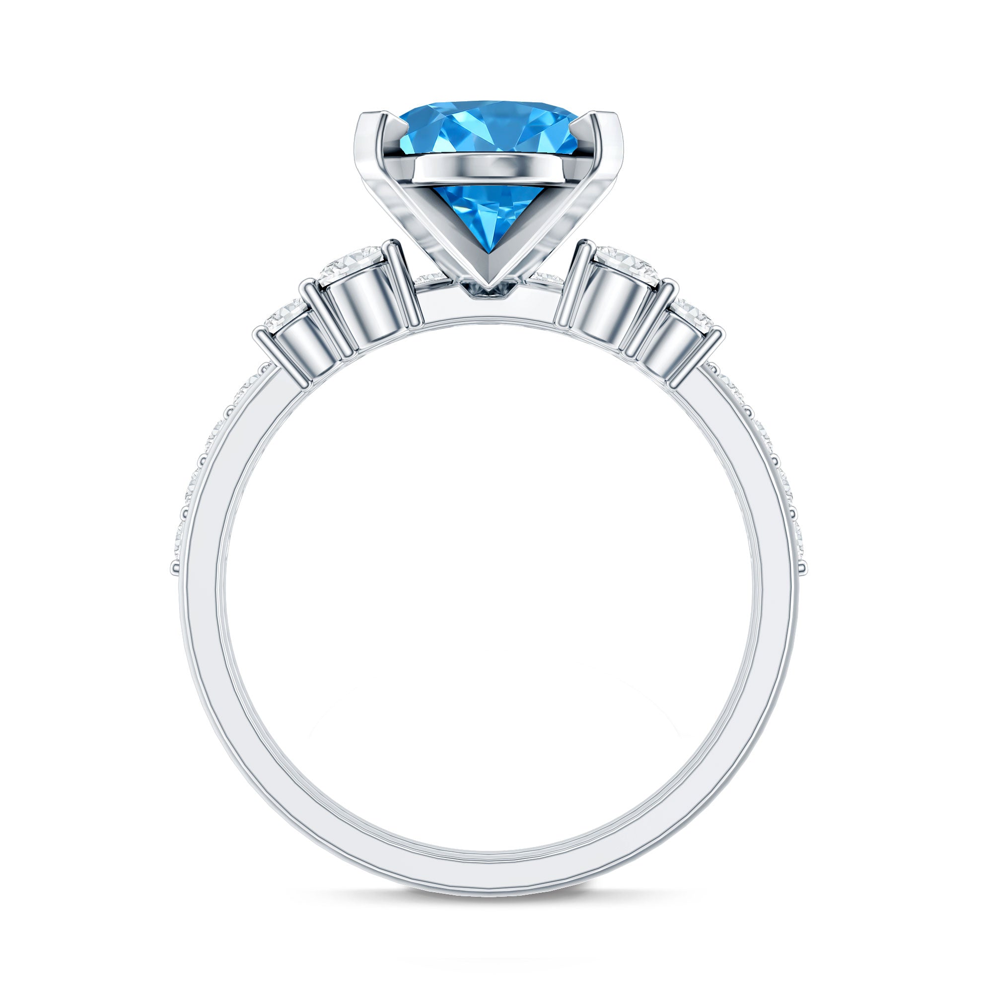 Rosec Jewels-3 Carat Oval Shaped Lab Grown Blue Diamond Wedding Ring Set with IGI Certificate
