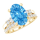 Rosec Jewels-3 Carat Oval Shaped Lab Grown Blue Diamond Wedding Ring Set with IGI Certificate