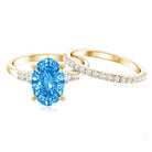 Rosec Jewels-IGI Certified 4 Carat Lab Grown Blue Diamond Oval Engagement Ring with Wedding Band