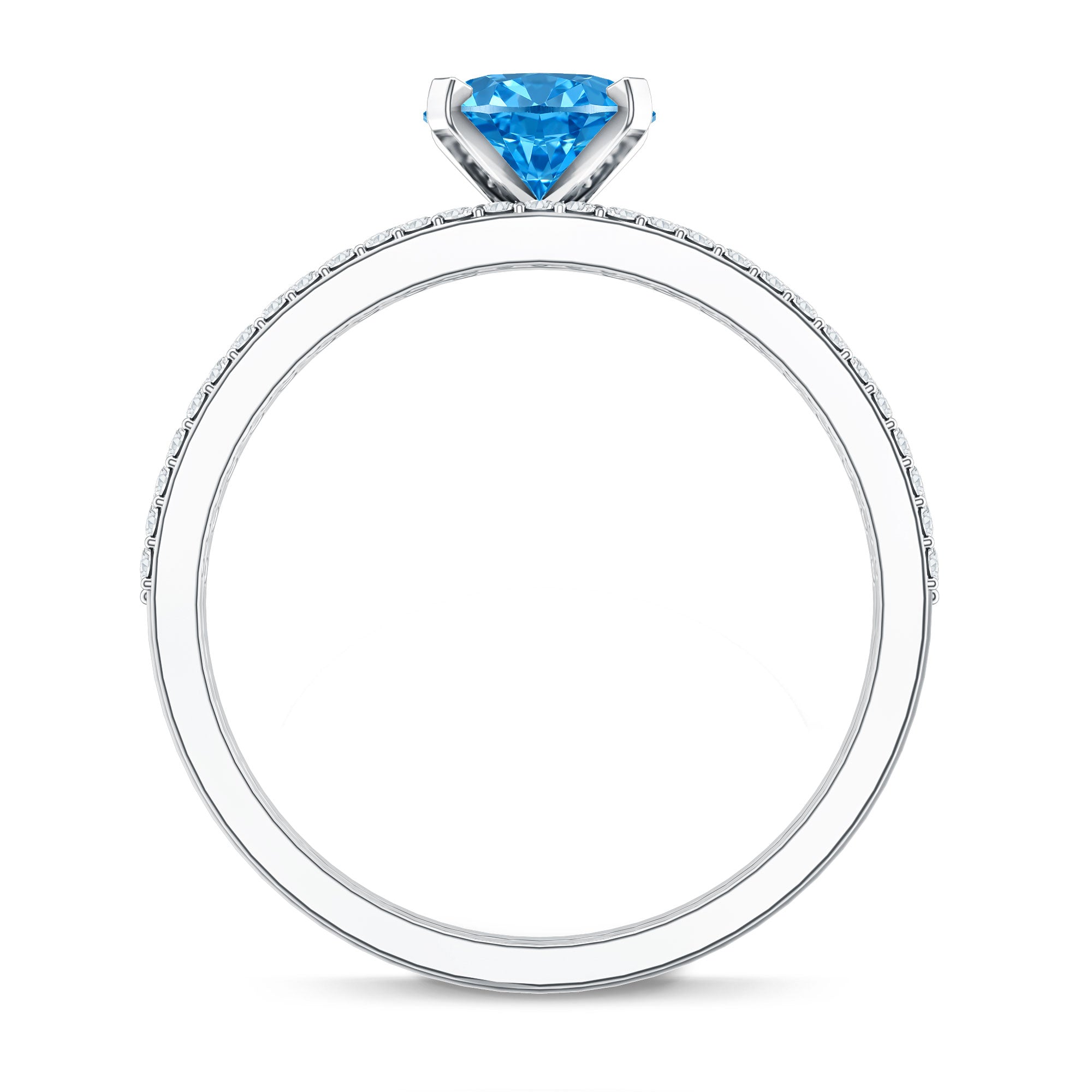 Rosec Jewels-1 Carat Oval Shaped Lab Grown Blue and White Diamond Wedding Ring Set IGI Certified