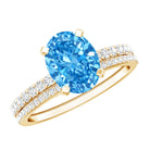 Rosec Jewels-Oval Shaped 2 Carat Lab Blue Diamond Engagement Ring Set with IGI Certificate
