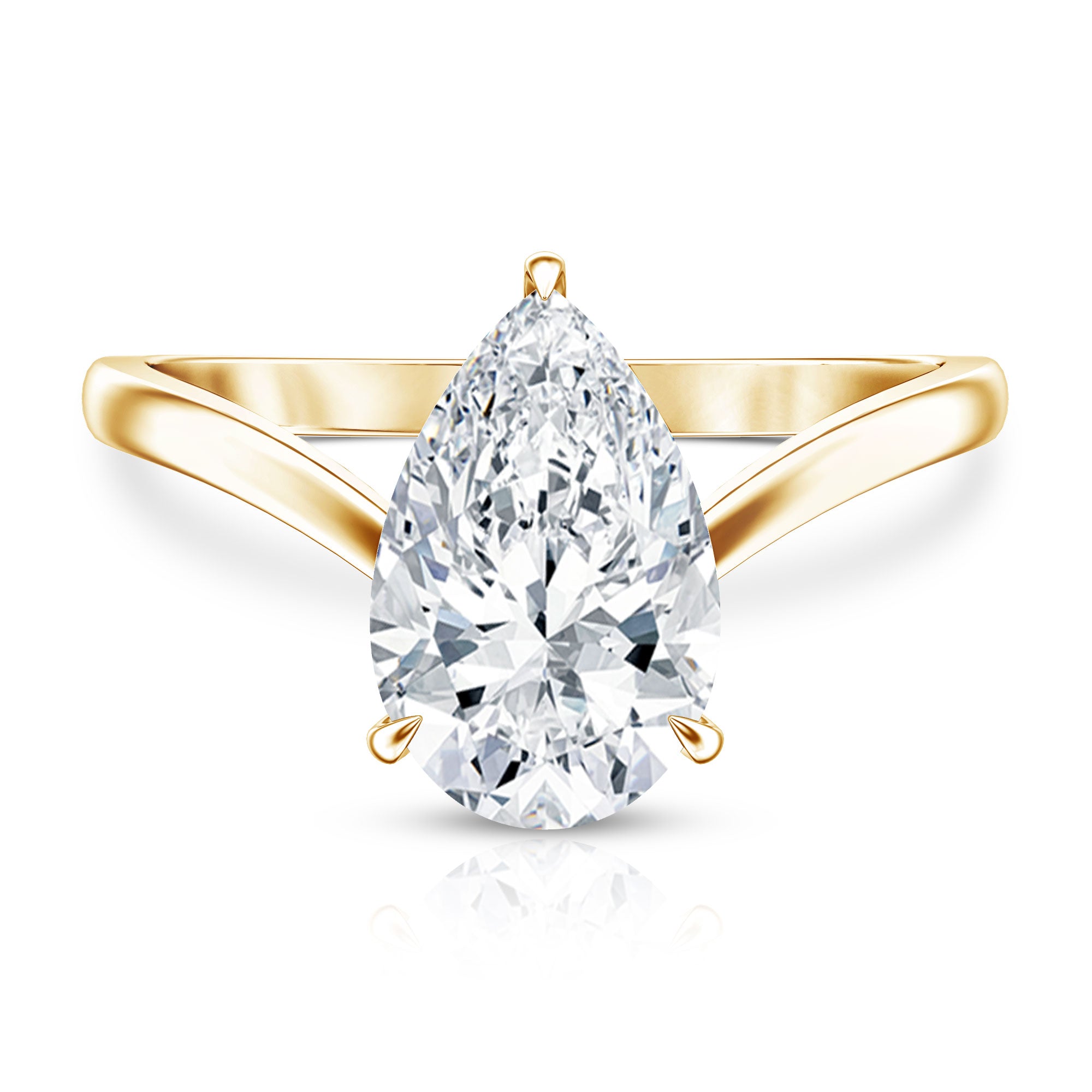 Rosec Jewels-IGI Certified V Shaped Lab Grown Diamond Pear Engagement Ring 3 Carat