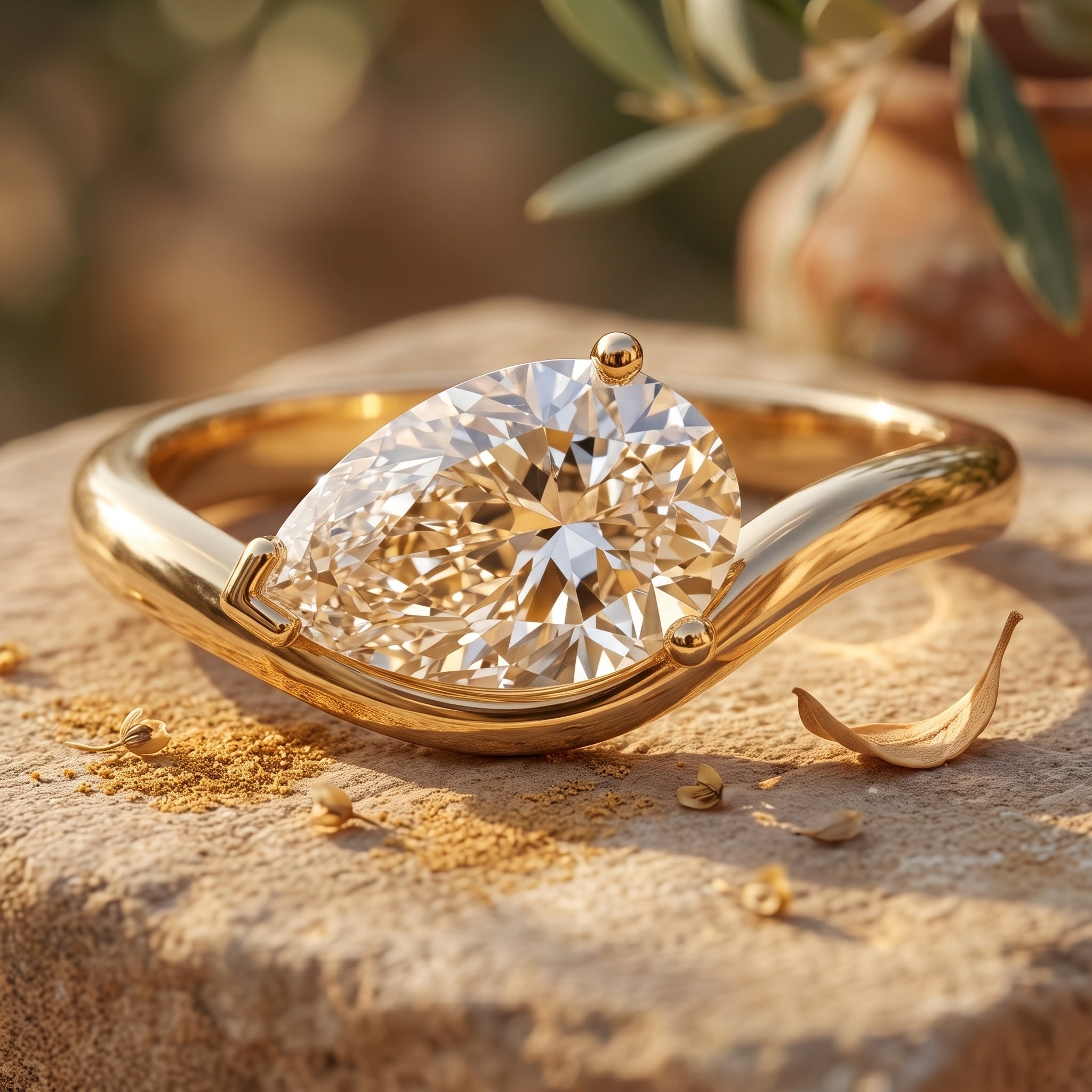 Rosec Jewels-Lab Grown 2 Carat Diamond East West Pear Engagement Ring with IGI Certificate