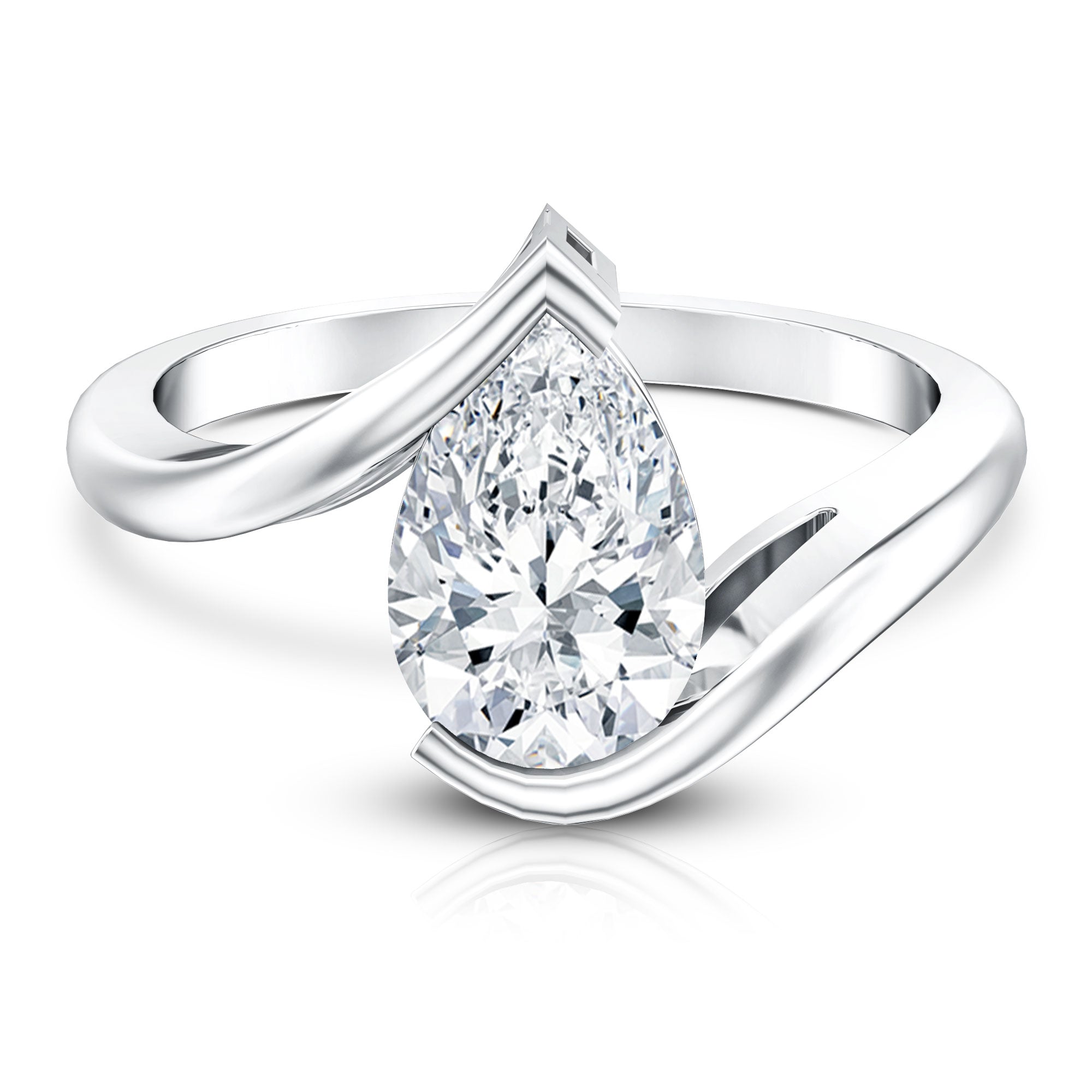 Rosec Jewels-IGI Certified 2 Carat Pear Cut Lab Diamond Bypass Engagement Ring in Tension Setting