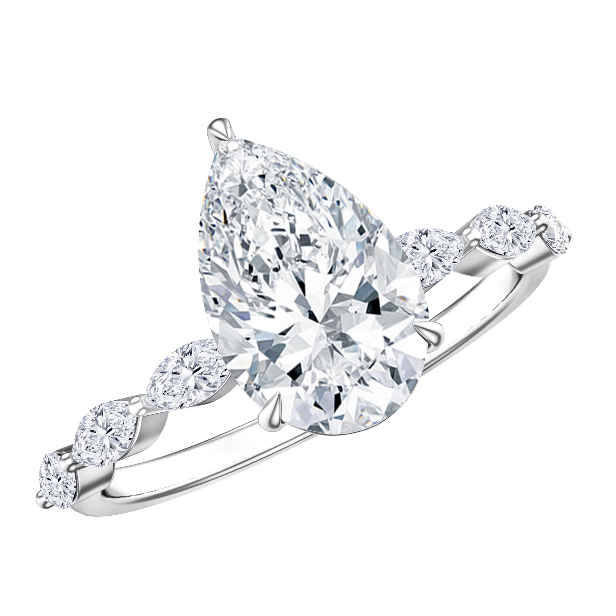 Rosec Jewels-Pear Shaped Lab Grown Diamond 2 Carat Engagement Ring IGI Certified