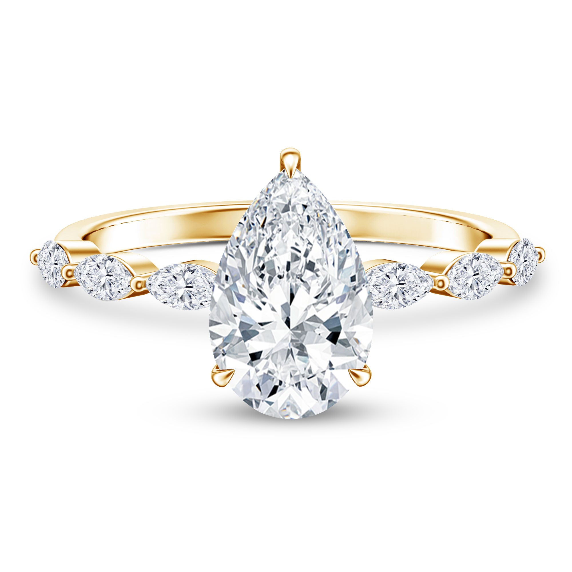 Rosec Jewels-Pear Shaped Lab Grown Diamond 2 Carat Engagement Ring IGI Certified