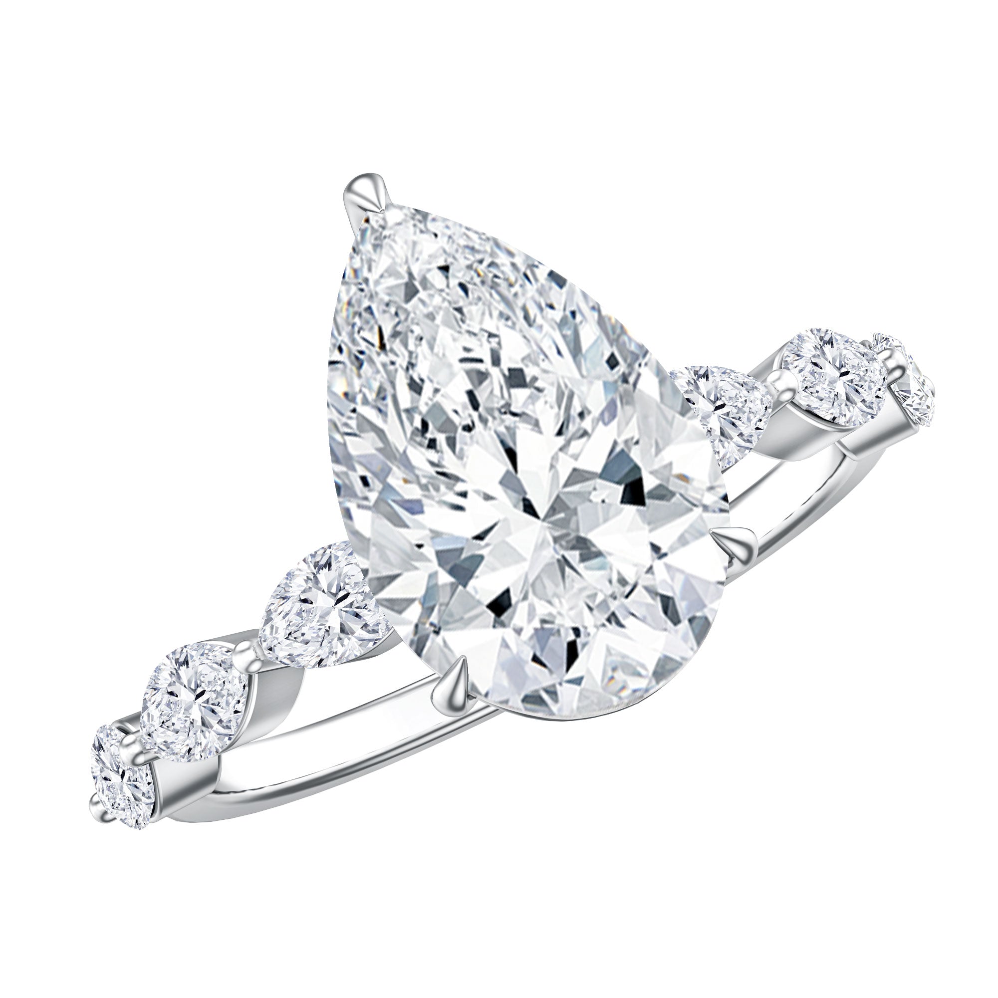 Rosec Jewels-Solitaire 3 Carat Pear Shaped Lab Diamond Designer Engagement Ring IGI Certified