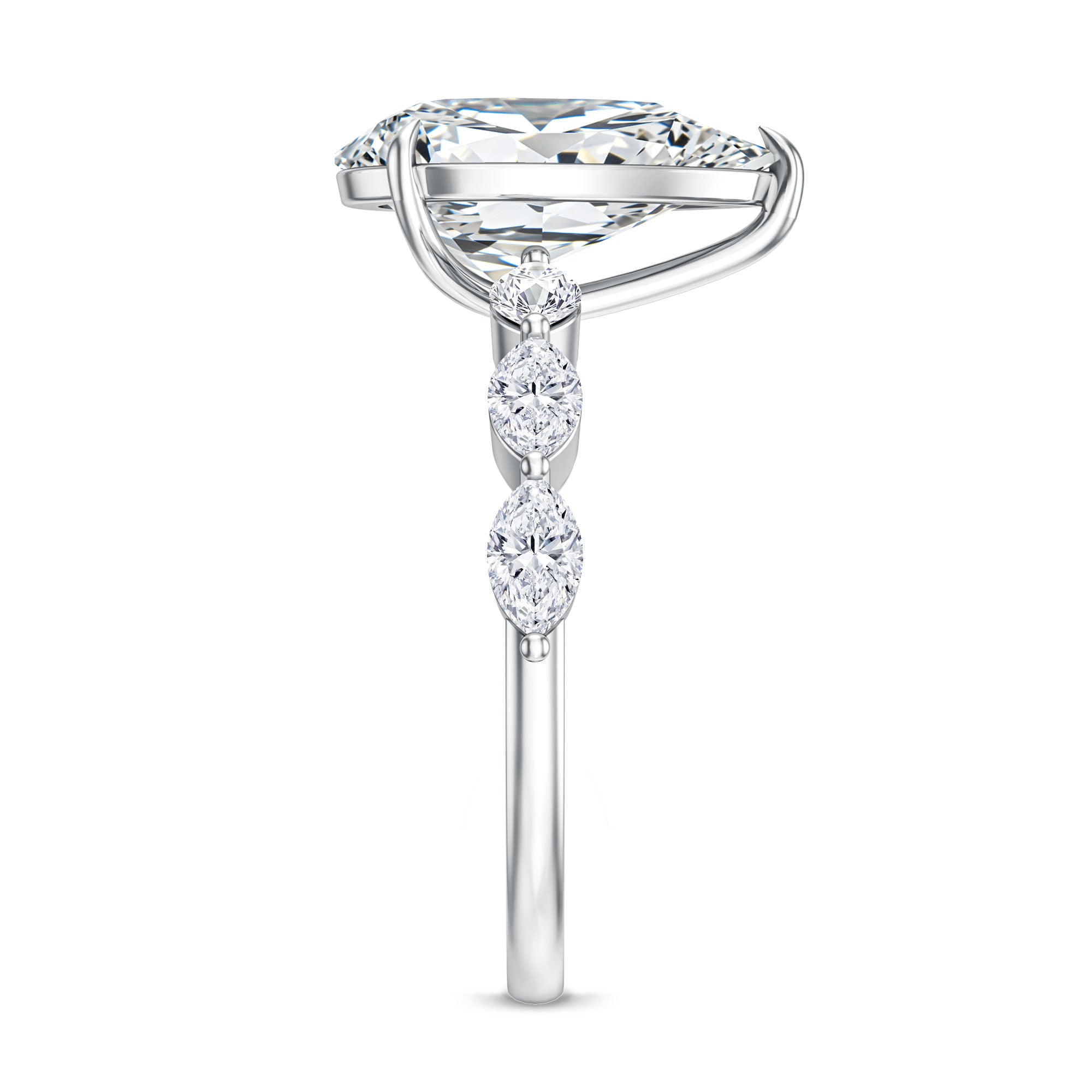 Rosec Jewels-Solitaire 3 Carat Pear Shaped Lab Diamond Designer Engagement Ring IGI Certified