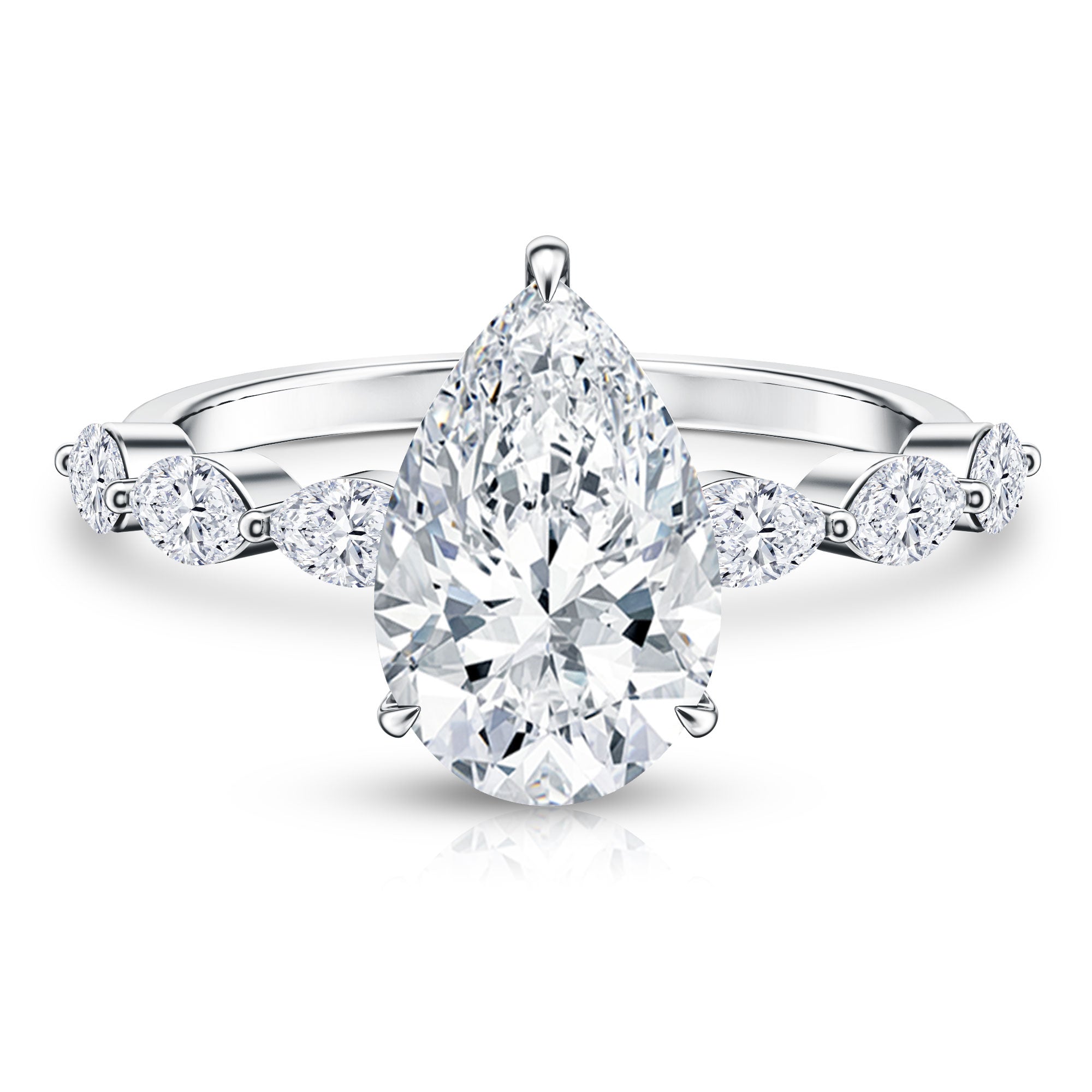 Rosec Jewels-Solitaire 3 Carat Pear Shaped Lab Diamond Designer Engagement Ring IGI Certified