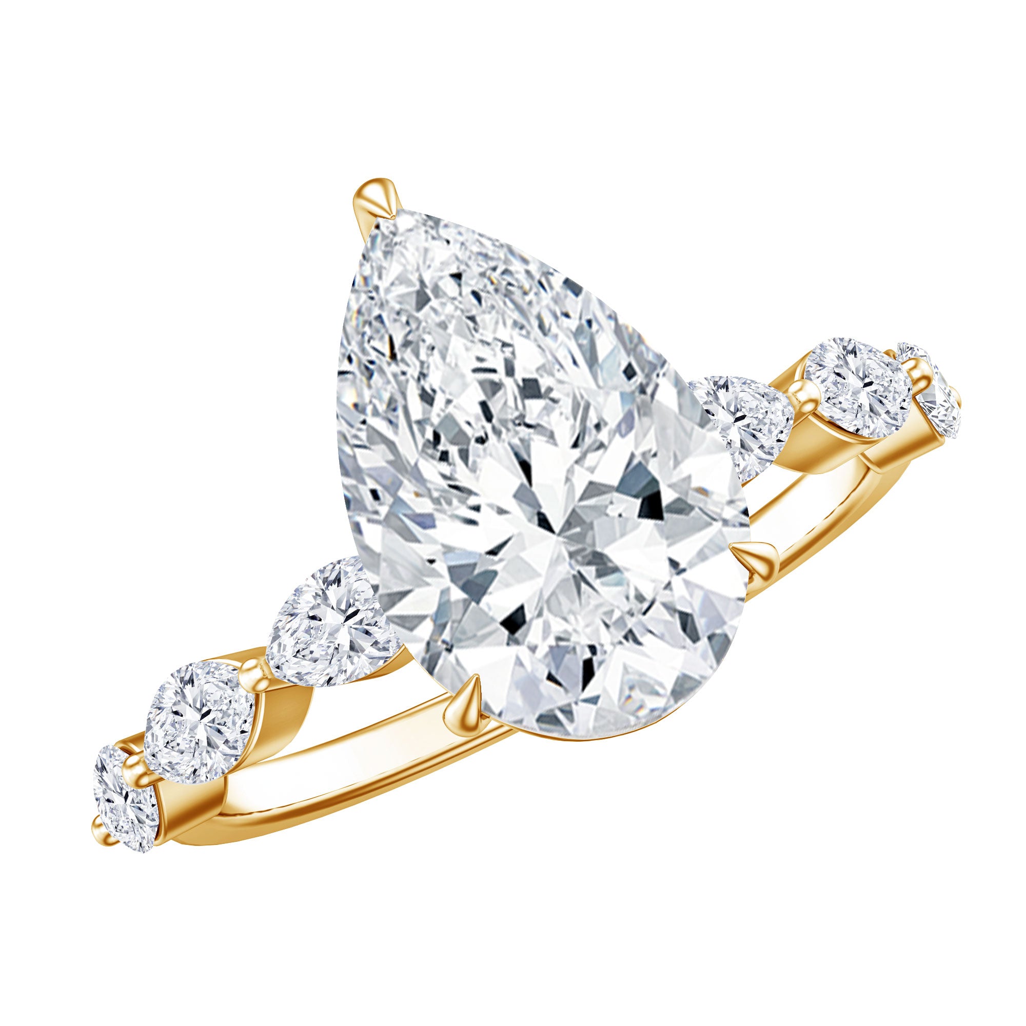 Rosec Jewels-Solitaire 3 Carat Pear Shaped Lab Diamond Designer Engagement Ring IGI Certified
