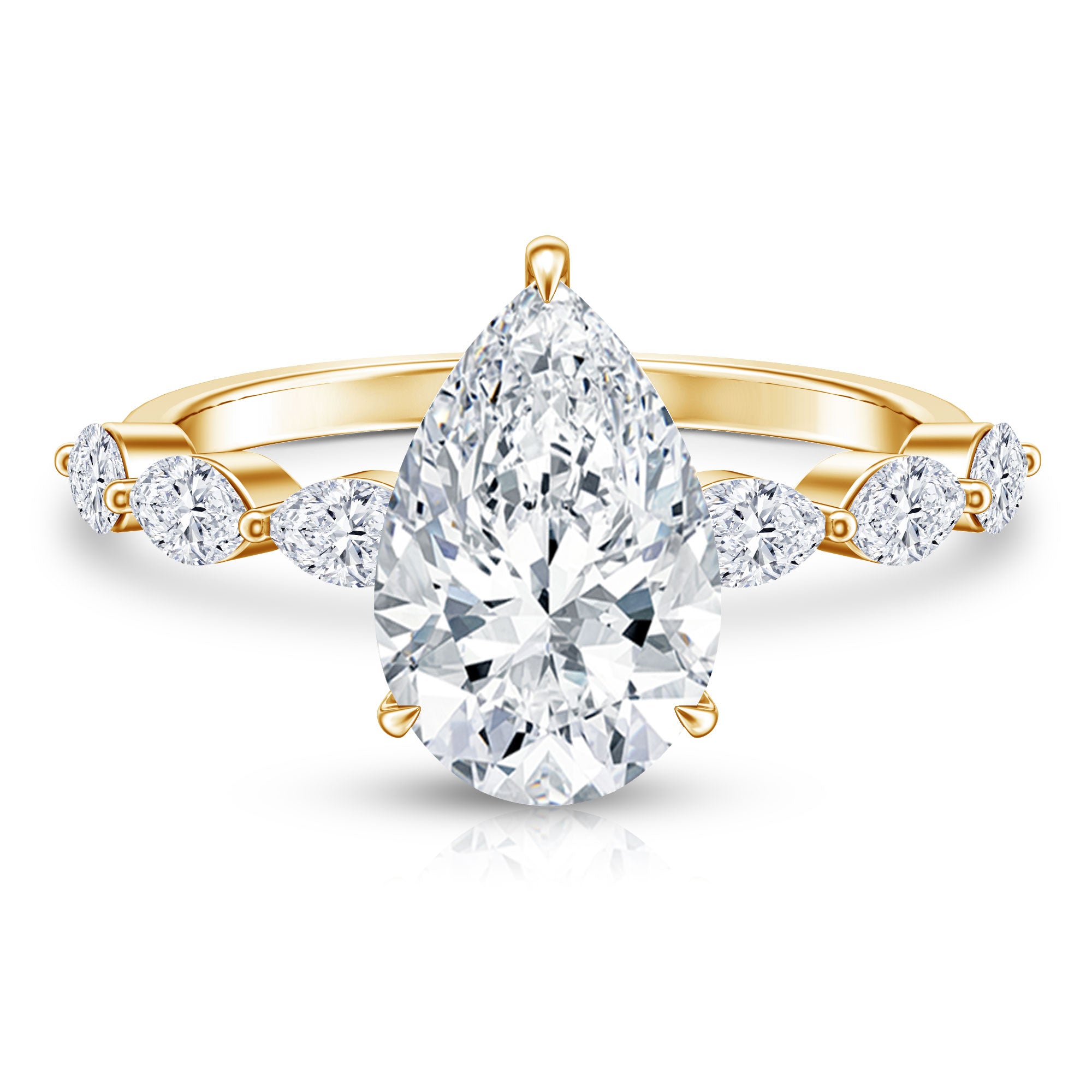 Rosec Jewels-Solitaire 3 Carat Pear Shaped Lab Diamond Designer Engagement Ring IGI Certified