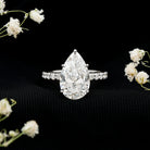 4 Carat Pear Lab Grown Diamond Huge Engagement Ring with IGI Certificate Lab - ( E-VS1 ) - Rosec Jewels