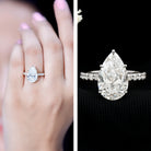 4 Carat Pear Lab Grown Diamond Huge Engagement Ring with IGI Certificate Lab - ( E-VS1 ) - Rosec Jewels