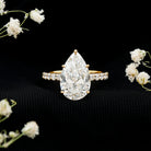 4 Carat Pear Lab Grown Diamond Huge Engagement Ring with IGI Certificate Lab - ( E-VS1 ) - Rosec Jewels