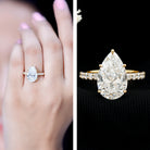 4 Carat Pear Lab Grown Diamond Huge Engagement Ring with IGI Certificate Lab - ( E-VS1 ) - Rosec Jewels