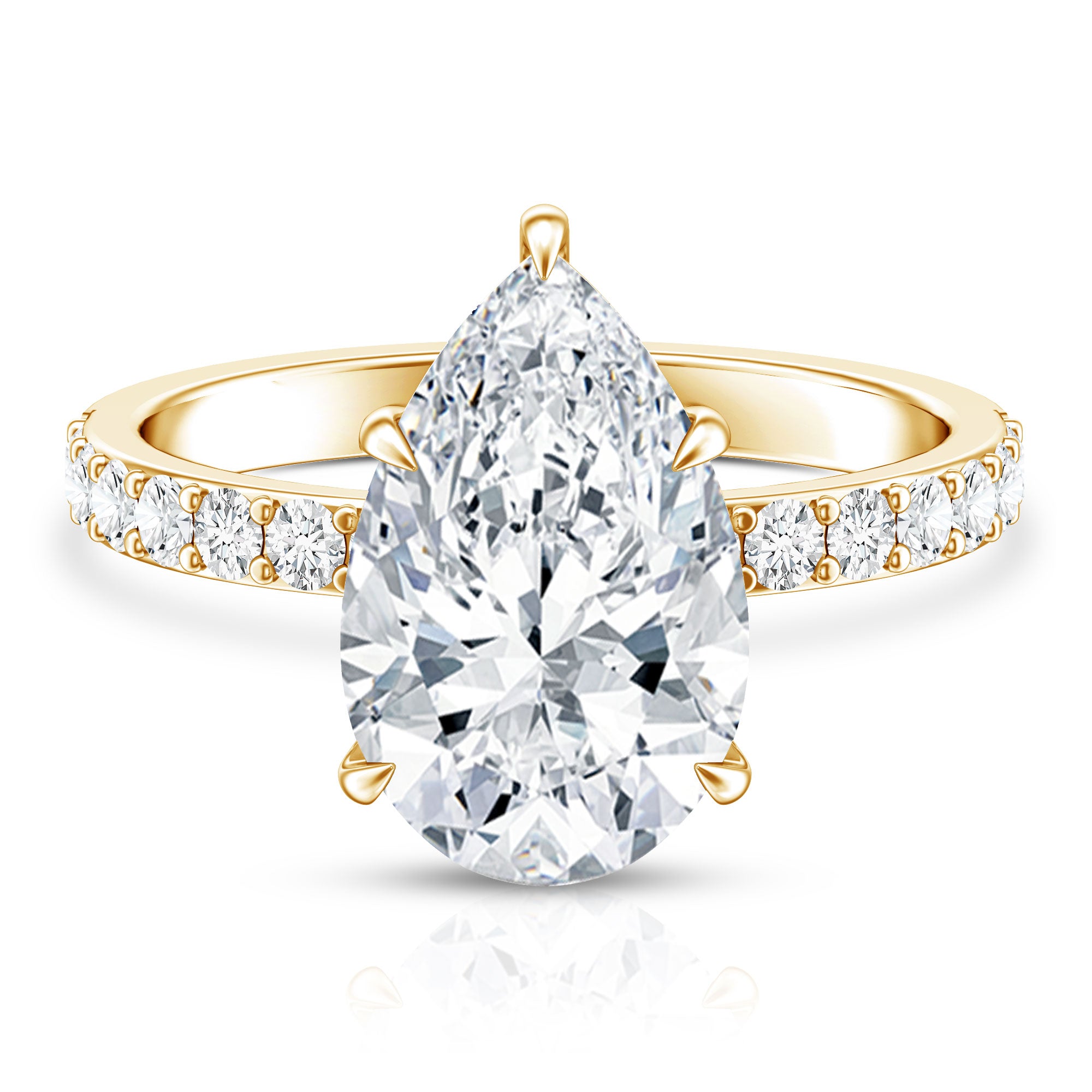 Rosec Jewels-4 Carat Pear Lab Grown Diamond Huge Engagement Ring with IGI Certificate