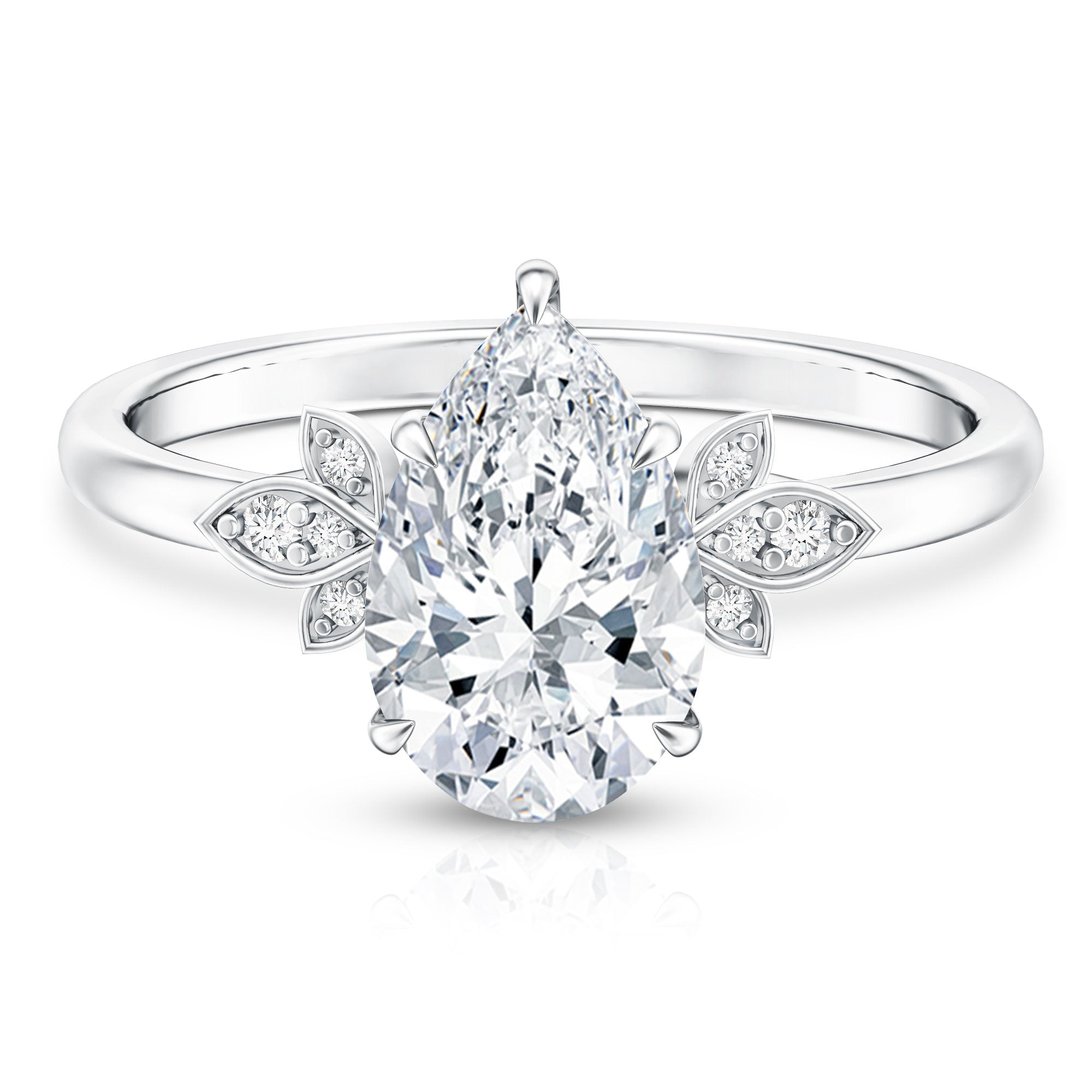Rosec Jewels-Nature Inspired 2 Carat Lab Grown Diamond Pear Engagement Ring with IGI Certificate