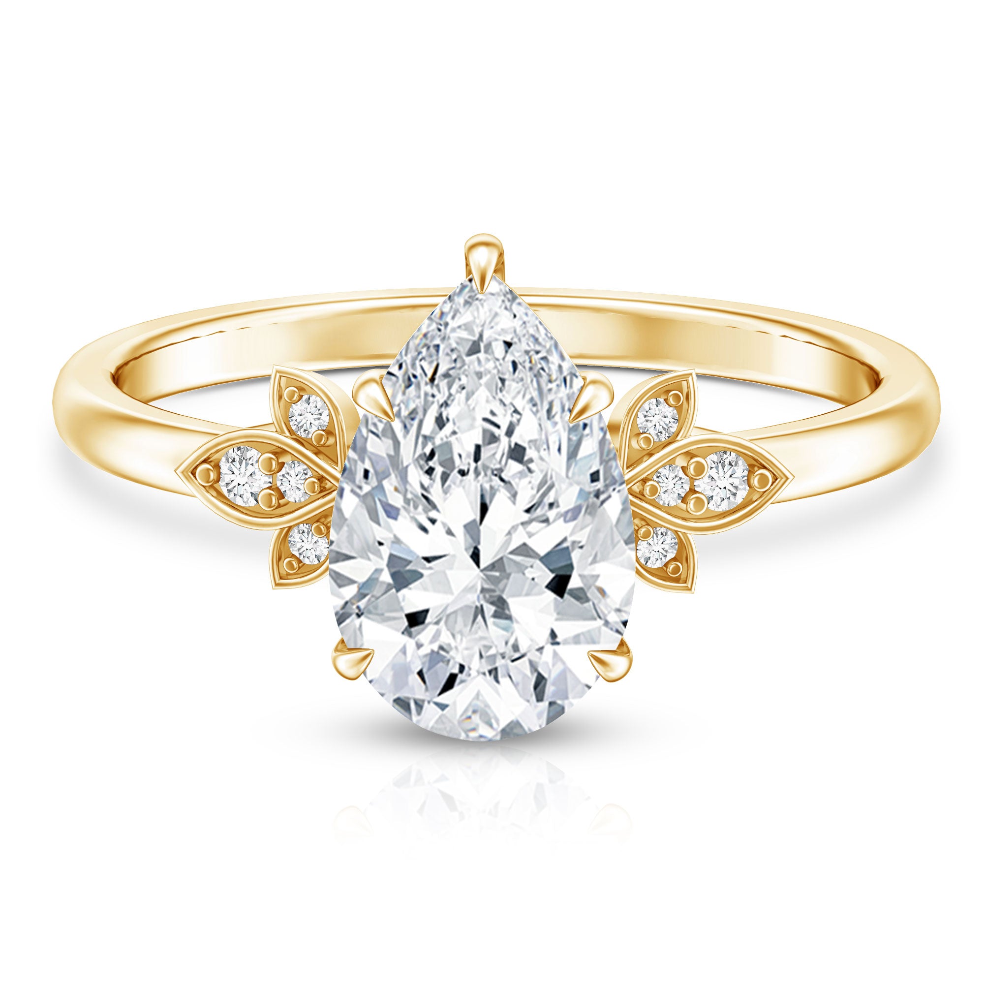 Rosec Jewels-Nature Inspired 2 Carat Lab Grown Diamond Pear Engagement Ring with IGI Certificate