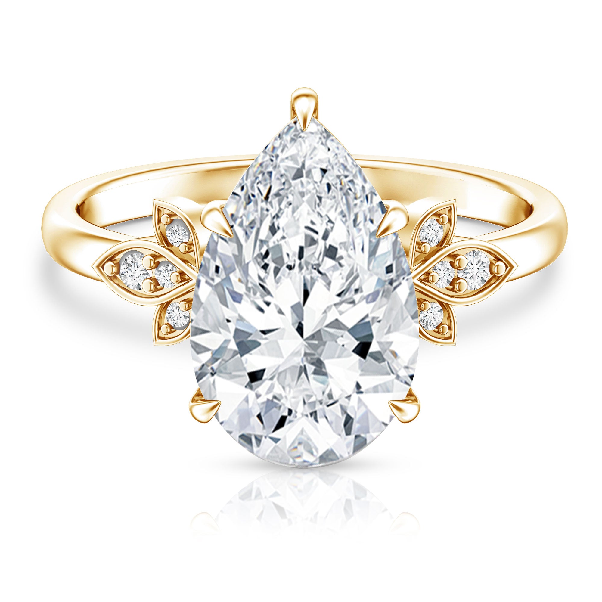 Rosec Jewels-IGI Certified Nature Inspired Lab Grown Diamond Pear Engagement Ring 4 Carat