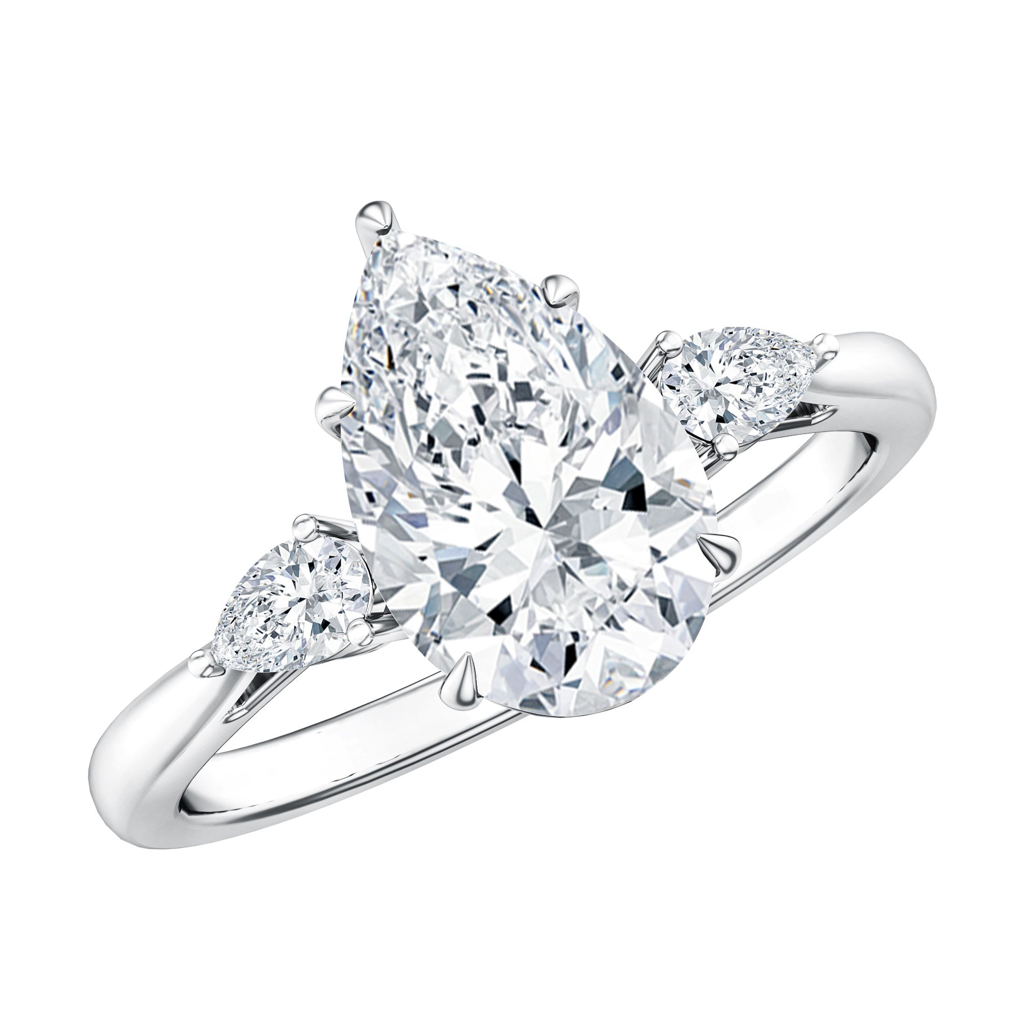 Rosec Jewels-2 Carat Pear Lab Grown Diamond Three Stone Engagement Ring IGI Certified