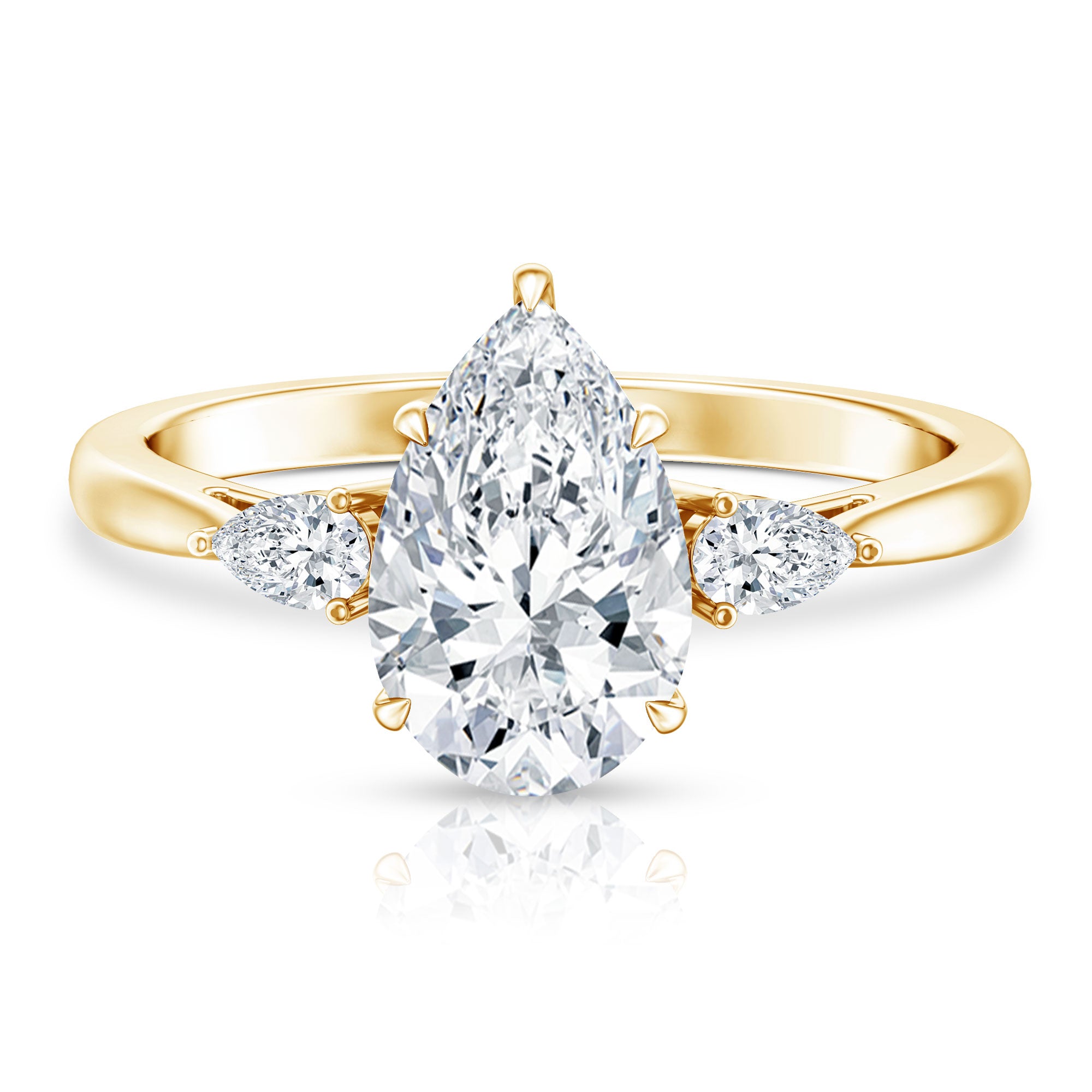 Rosec Jewels-2 Carat Pear Lab Grown Diamond Three Stone Engagement Ring IGI Certified