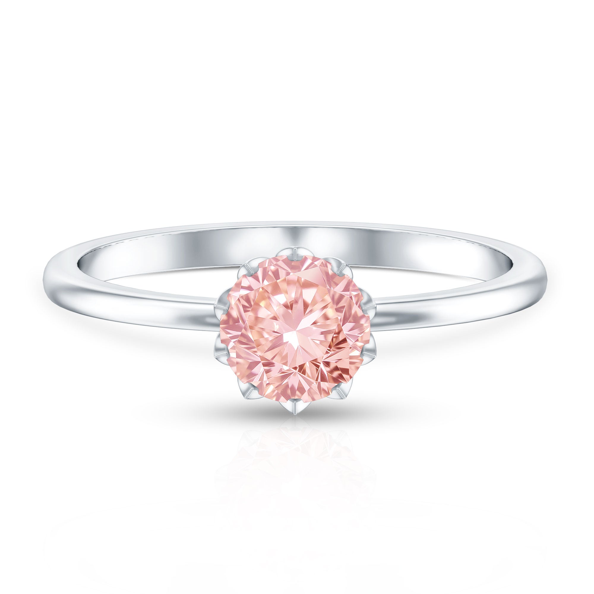 Rosec Jewels-Lotus Basket Set 1 Carat Lab Created Pink Diamond Solitaire Ring with IGI Certificate
