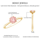 Rosec Jewels-Lotus Basket Set 1 Carat Lab Created Pink Diamond Solitaire Ring with IGI Certificate