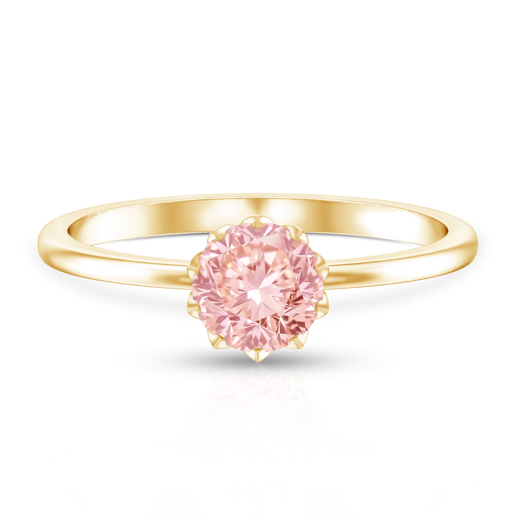 Rosec Jewels-Lotus Basket Set 1 Carat Lab Created Pink Diamond Solitaire Ring with IGI Certificate