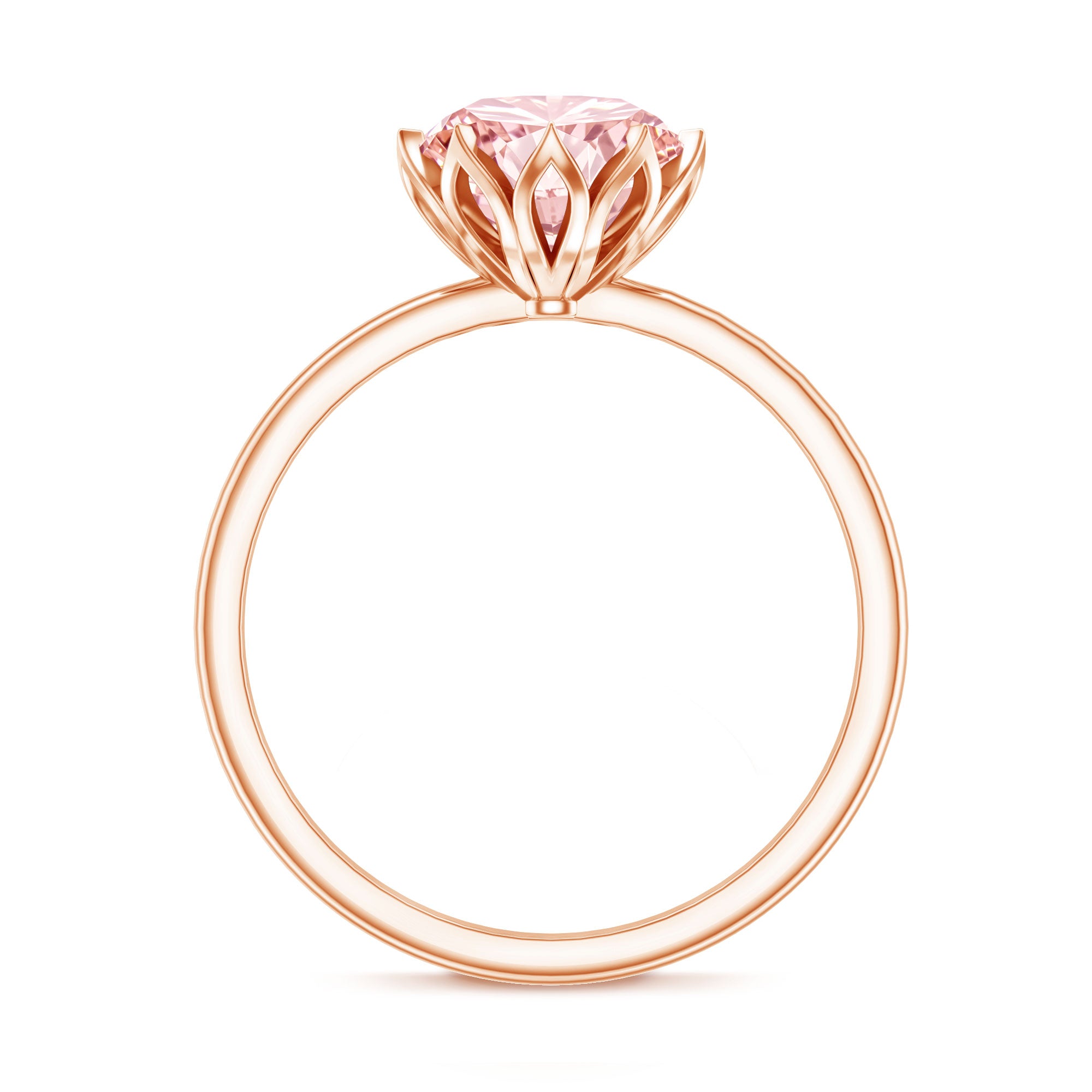 Rosec Jewels-Lotus Basket Set 2 Carat Engagement Ring with IGI Certified Lab Grown Pink Diamond