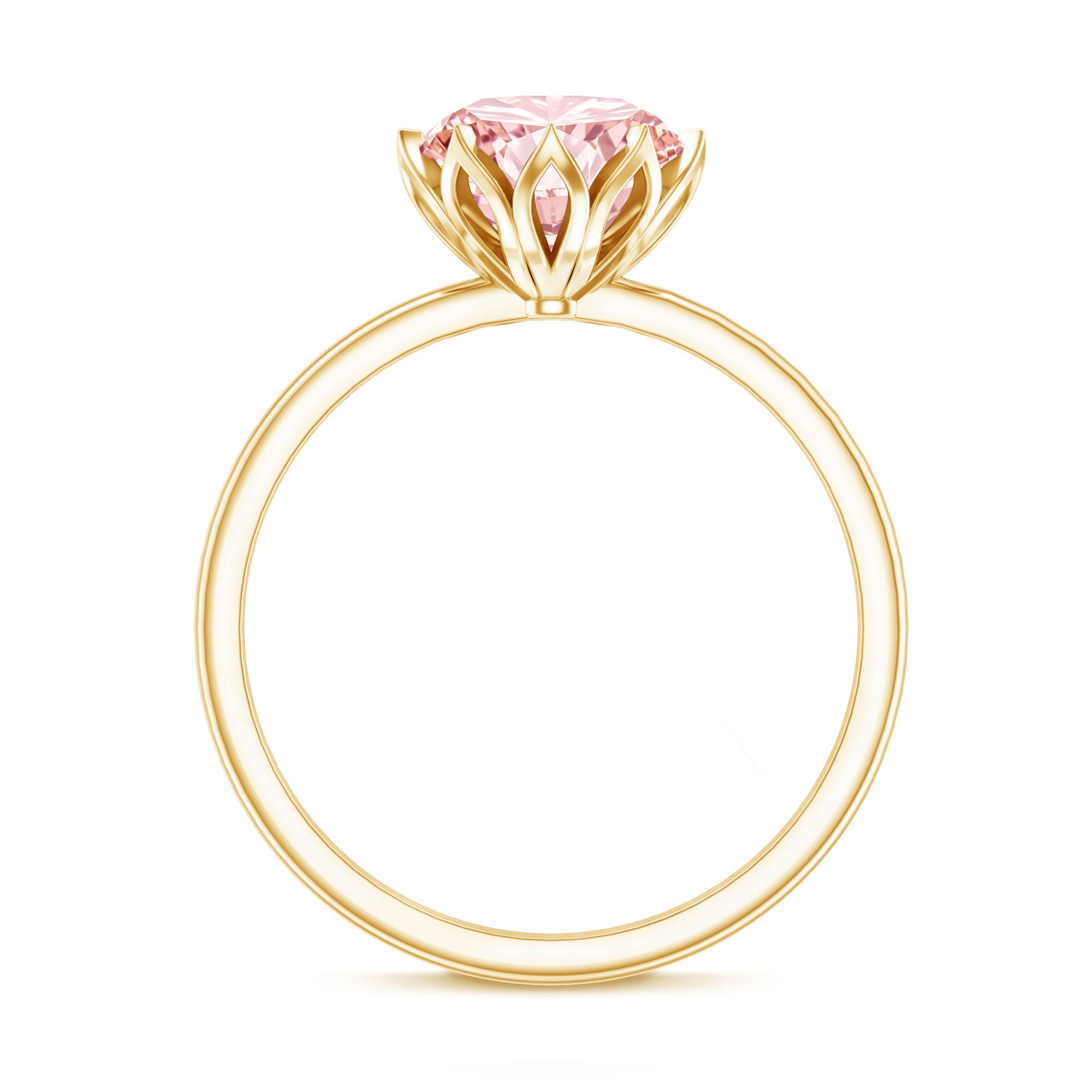 Rosec Jewels-Lotus Basket Set 2 Carat Engagement Ring with IGI Certified Lab Grown Pink Diamond