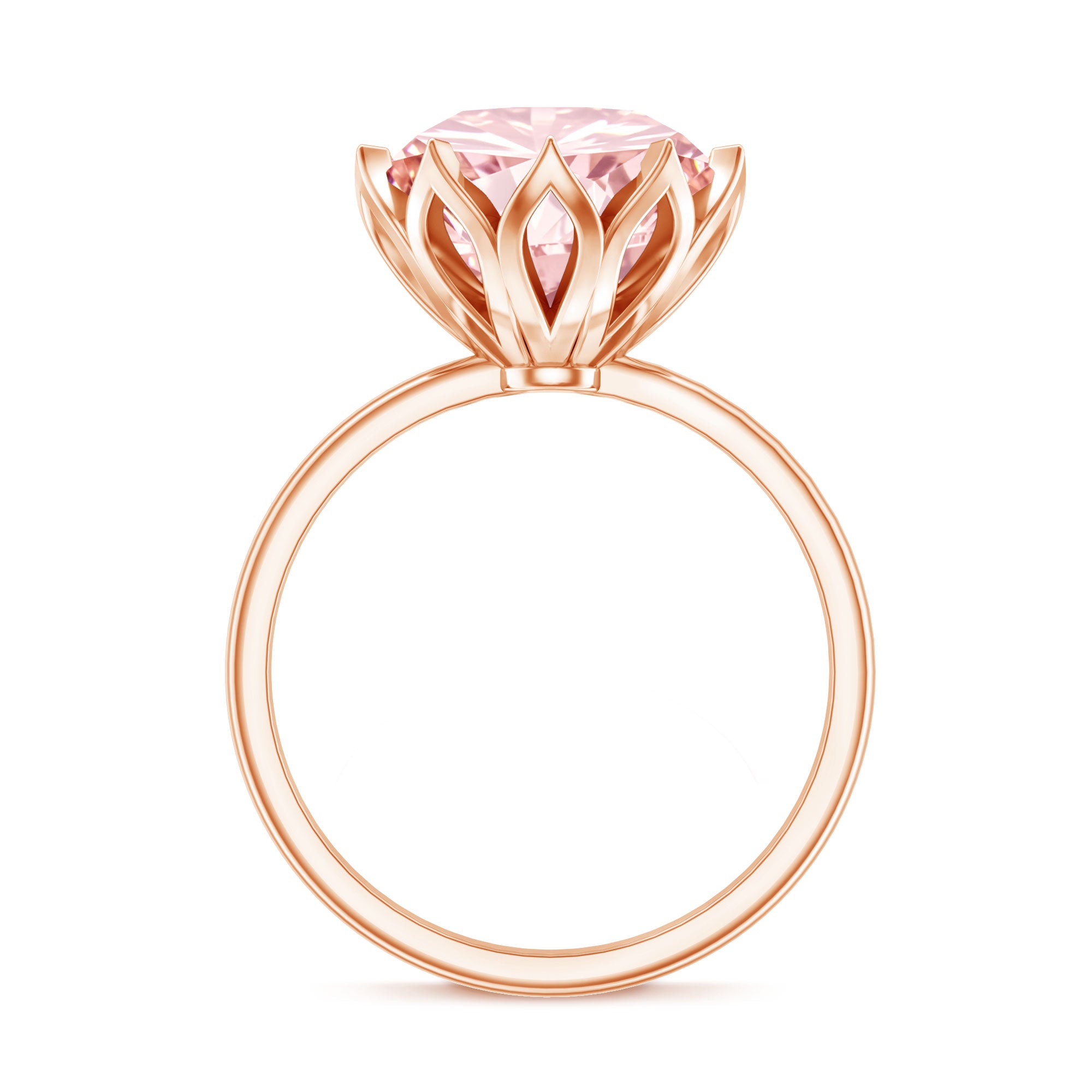 Rosec Jewels-IGI Certified Solitaire 5 Carat Lab Grown Pink Diamond Lotus Engagement Ring