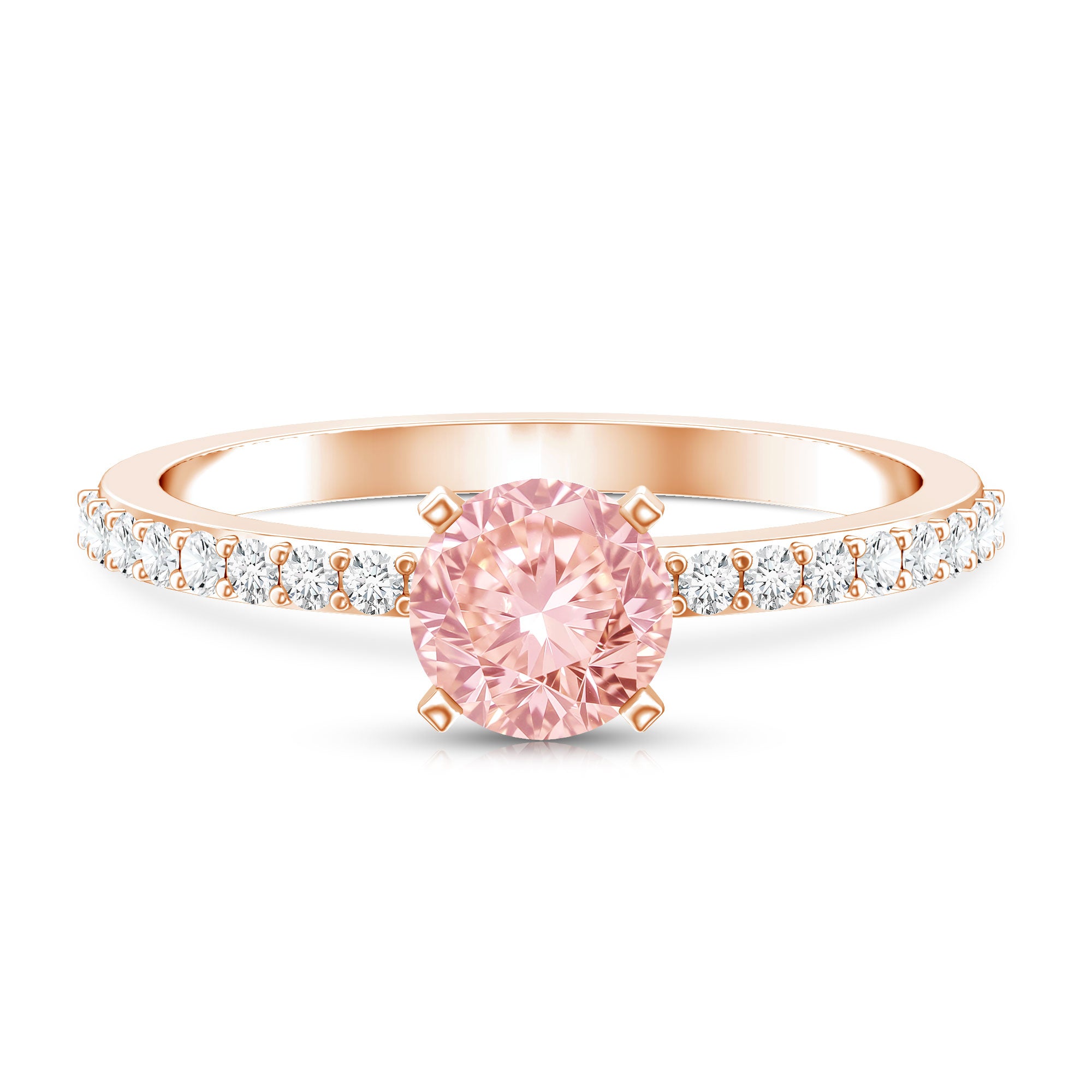 Rosec Jewels-IGI Certified 1 Carat Lab Pink Diamond Classic Engagement Ring with Side Stones