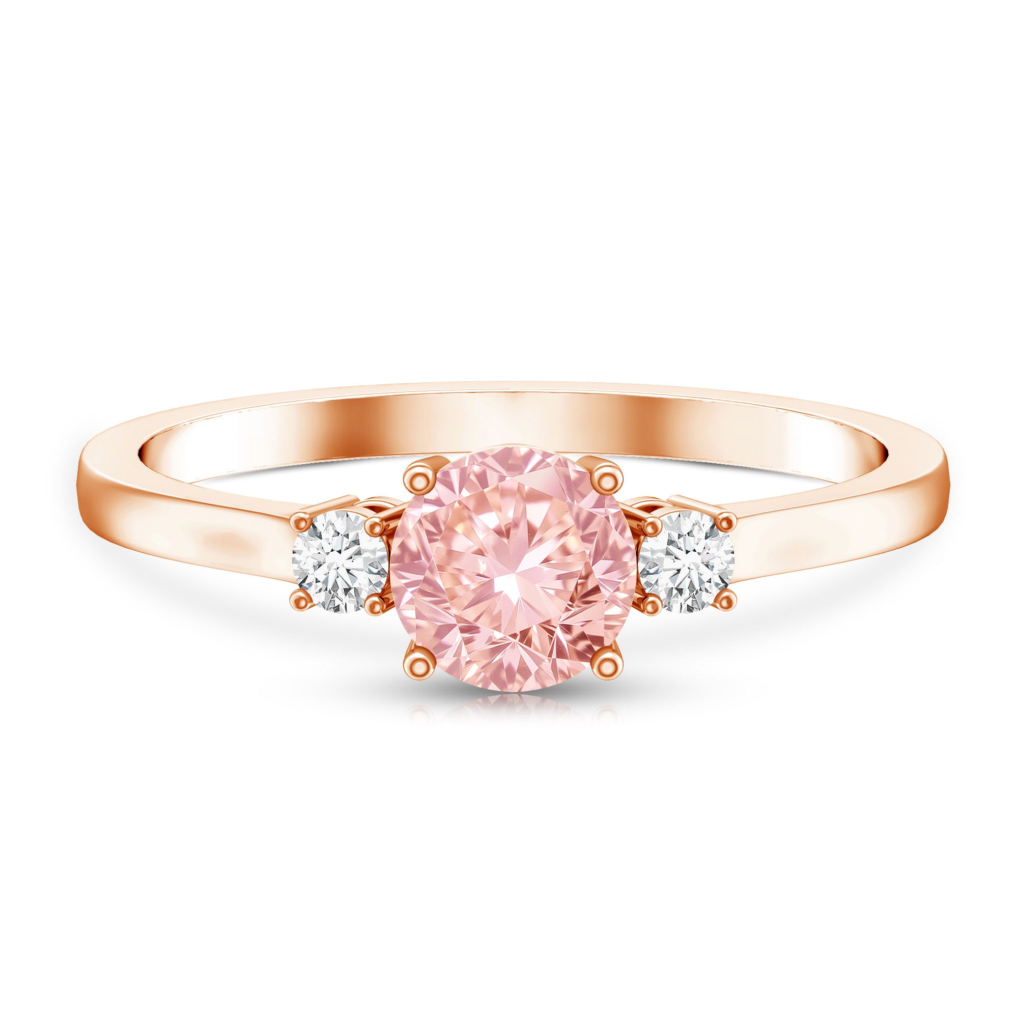 Rosec Jewels-1 Carat IGI Certified Lab Grown Pink and White Diamond Three Stone Ring for Her
