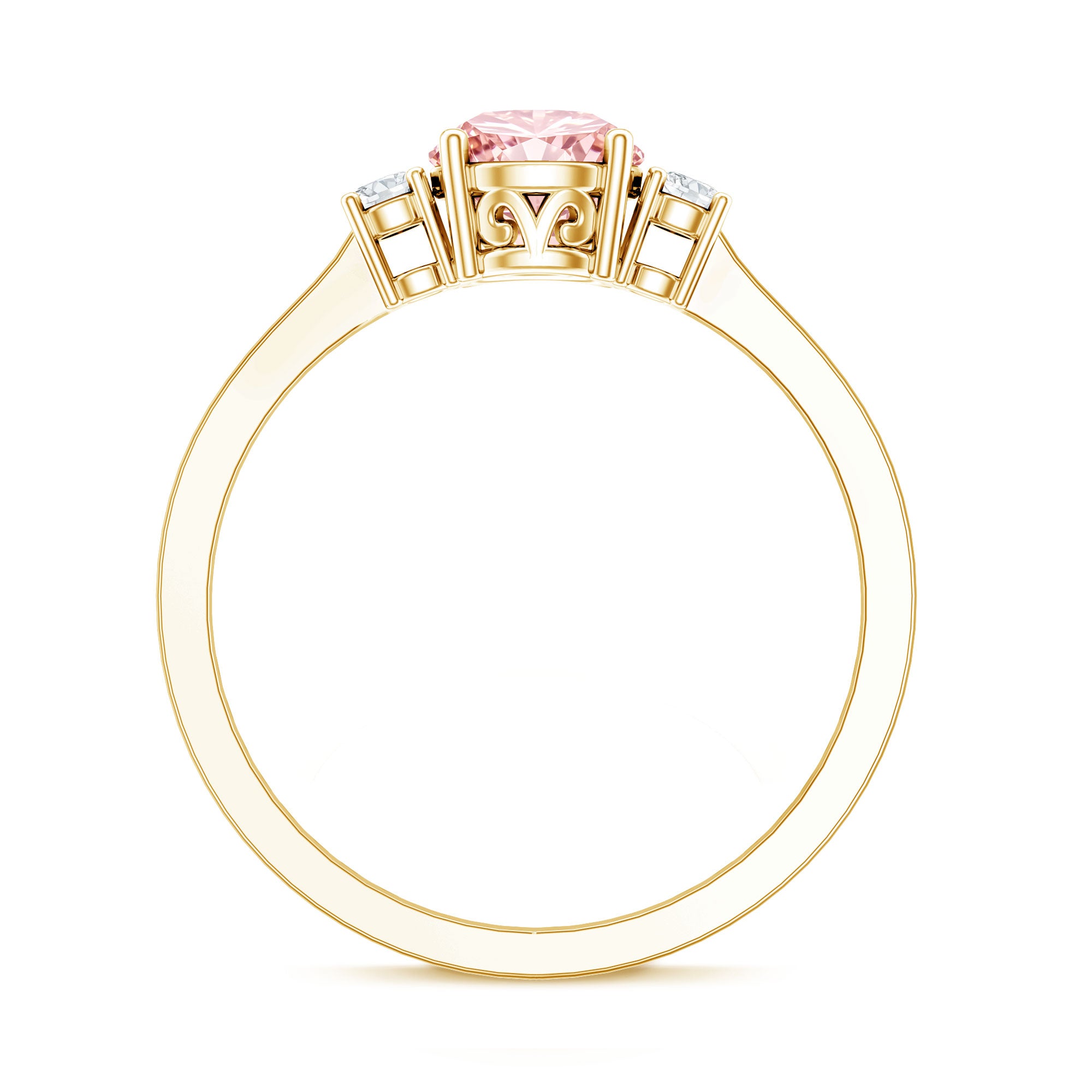 Rosec Jewels-1 Carat IGI Certified Lab Grown Pink and White Diamond Three Stone Ring for Her