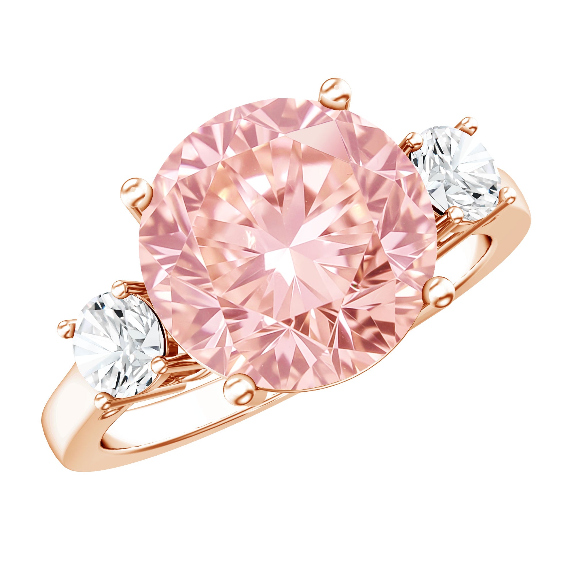 Rosec Jewels-IGI Certified Lab Created Pink and White Diamond Three Stone Engagement Ring 5 Carat