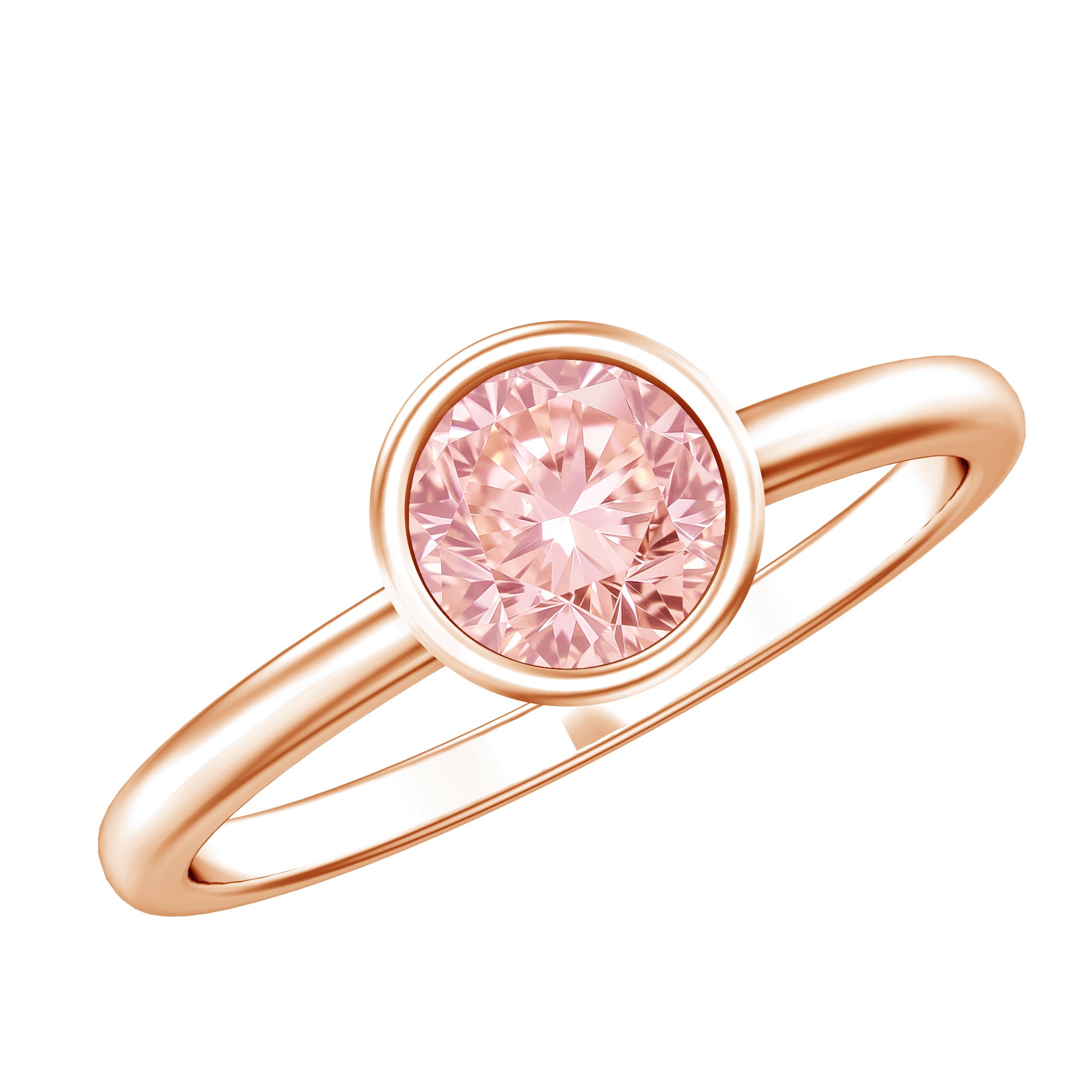 Rosec Jewels-1 Carat Round Lab Grown Pink Diamond Solitaire Engagement Ring IGI Certified