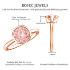 IGI Certified Lab Grown Pink Diamond 3 Carat Round Engagement Ring in Bezel Setting Fancy Pink - VS1 - Rosec Jewels