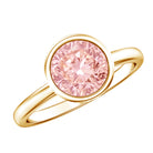 IGI Certified Lab Grown Pink Diamond 3 Carat Round Engagement Ring in Bezel Setting Fancy Pink - VS1 - Rosec Jewels