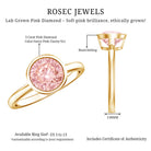 IGI Certified Lab Grown Pink Diamond 3 Carat Round Engagement Ring in Bezel Setting Fancy Pink - VS1 - Rosec Jewels