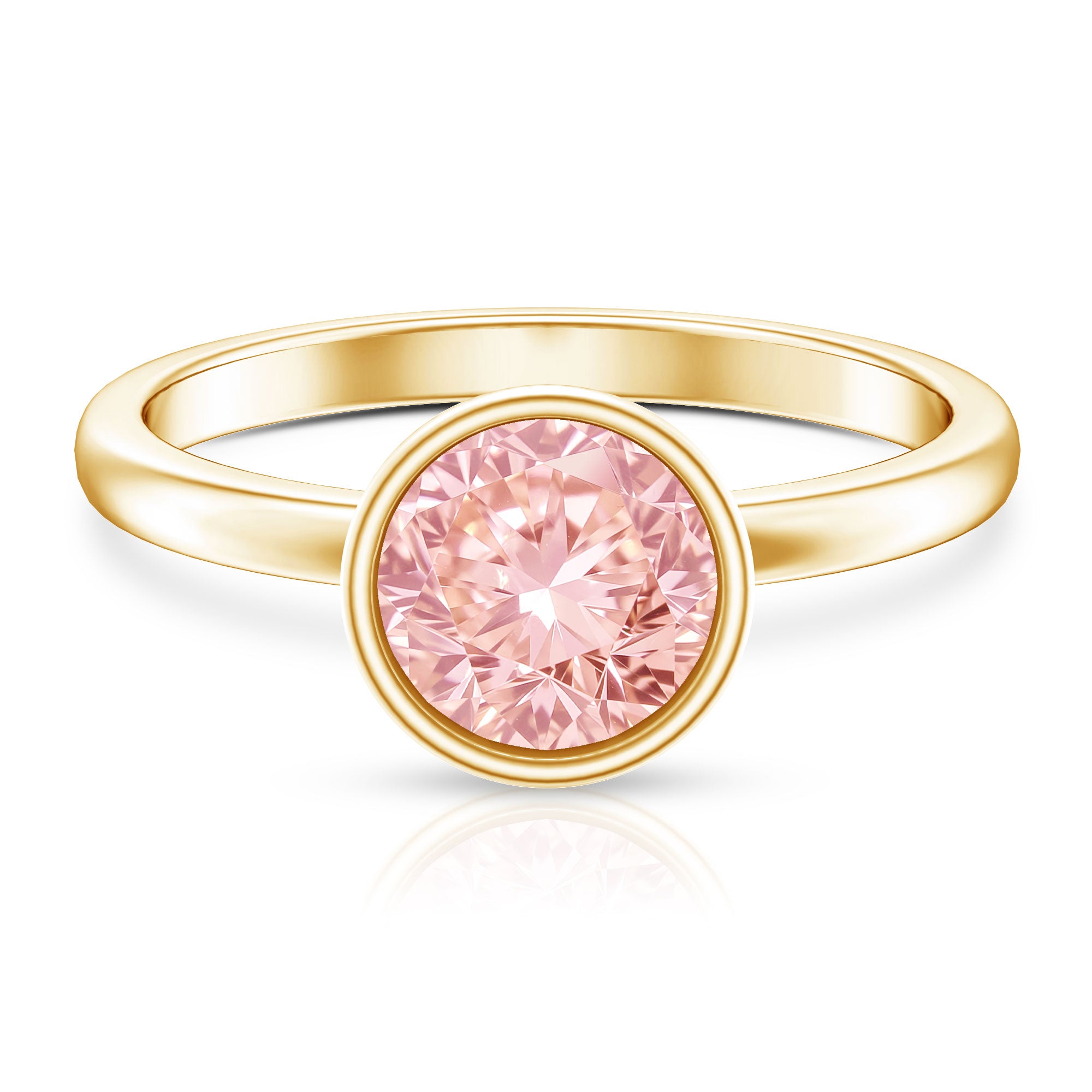 IGI Certified Lab Grown Pink Diamond 3 Carat Round Engagement Ring in Bezel Setting Fancy Pink - VS1 - Rosec Jewels