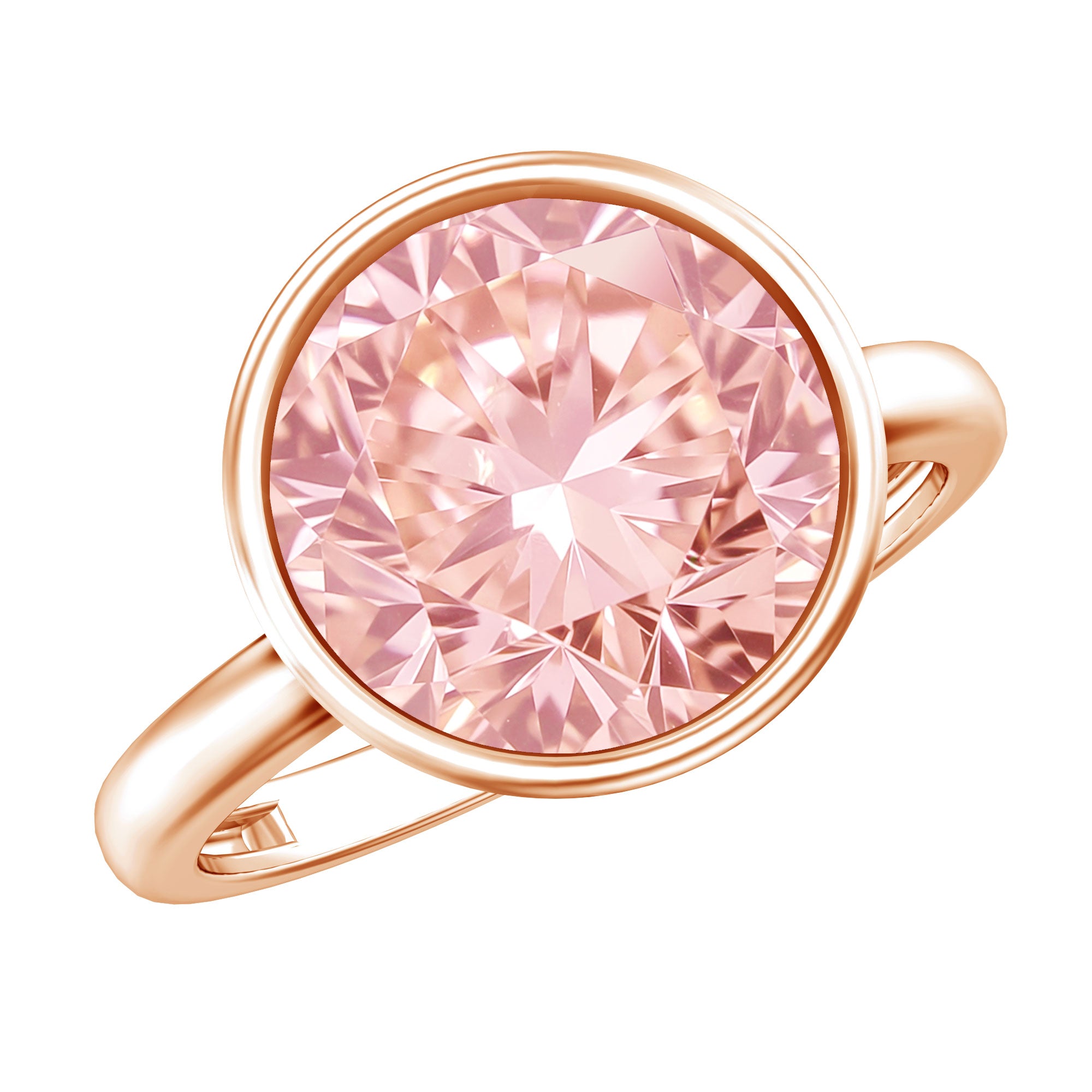 Rosec Jewels-Large 5 Carat Lab Grown Pink Diamond Bezel Engagement Ring with IGI Certificate